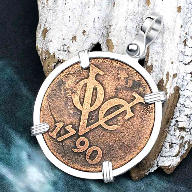 VOC - Dutch East India Company Shipwreck 1790 LARGE 2 Duit Sterling Silver Pendant