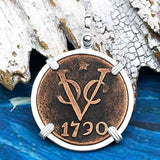 VOC - Dutch East India Company Shipwreck 1790 LARGE 2 Duit Sterling Silver Pendant