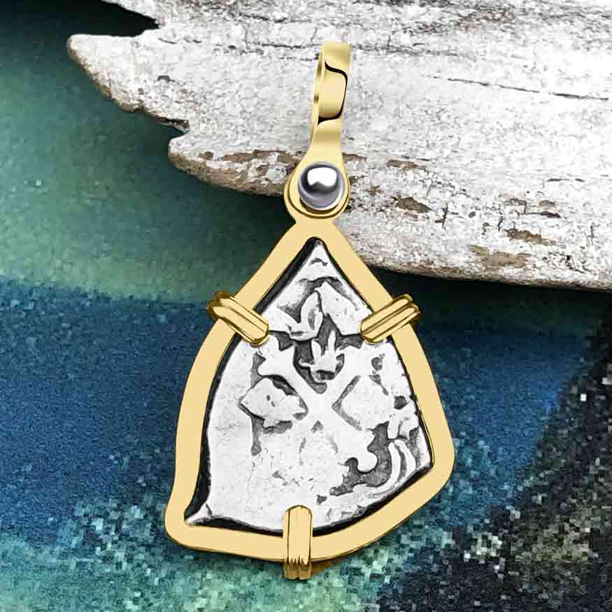 1715 Fleet Shipwreck Spanish 1/2 Reale Piece of 8 14K Gold Pendant | Artifact #5070