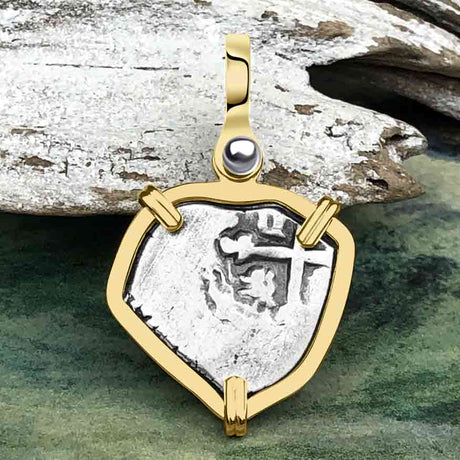 1715 Fleet Shipwreck Spanish 1/2 Reale Piece of 8 14K Gold Pendant