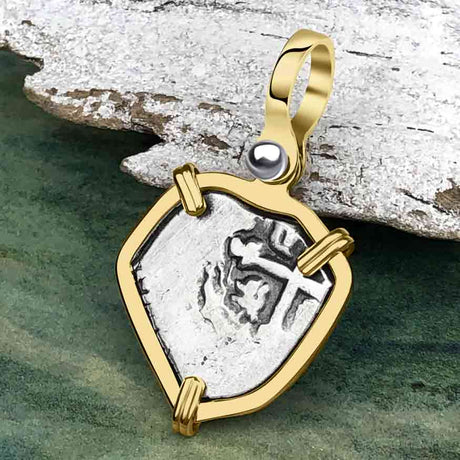 1715 Fleet Shipwreck Spanish 1/2 Reale Piece of 8 14K Gold Pendant