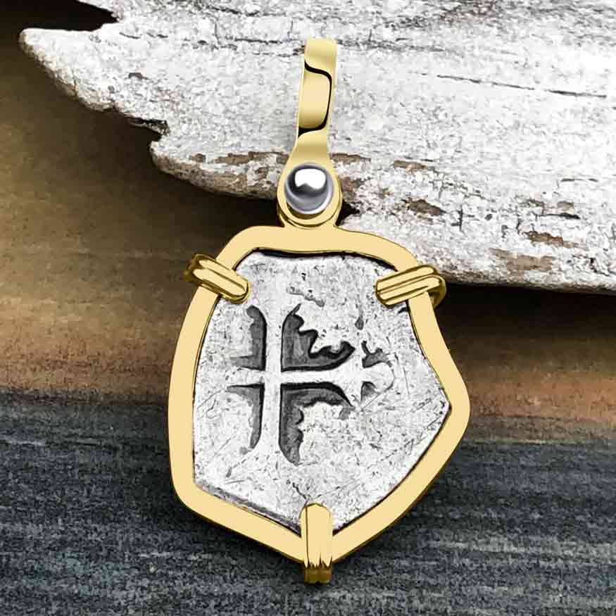 1715 Fleet Shipwreck Spanish 1/2 Reale Piece of 8 14K Gold Pendant | Artifact #5073
