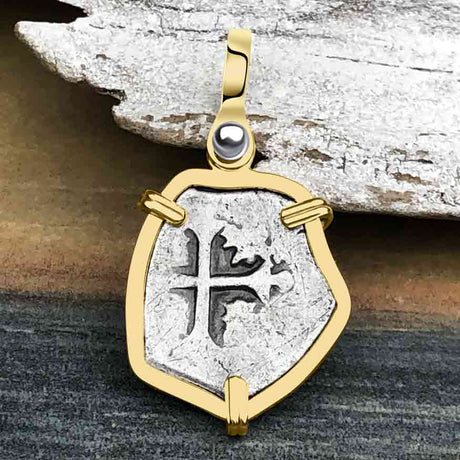 1715 Fleet Shipwreck Spanish 1/2 Reale Piece of 8 14K Gold Pendant