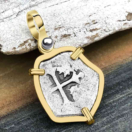 1715 Fleet Shipwreck Spanish 1/2 Reale Piece of 8 14K Gold Pendant