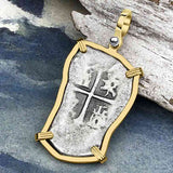 1715 Fleet Shipwreck Golden Age of Piracy Spanish 4 Reale Piece of 8 14K Gold Pendant | Artifact #5075