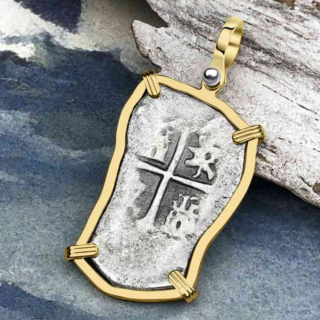 1715 Fleet Shipwreck Golden Age of Piracy Spanish 4 Reale Piece of 8 14K Gold Pendant | Artifact #5075