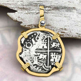 Atocha Era Dated Buried Spanish 2 Reale Piece of Eight 14K Gold Pendant 