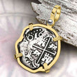 Atocha Era Dated Buried Spanish 2 Reale Piece of Eight 14K Gold Pendant 