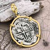 Atocha Era Buried Spanish 2 Reale Piece of Eight 14K Gold Pendant 
