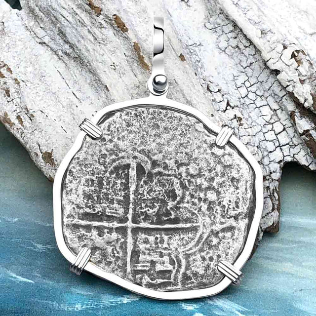 Mel Fisher's Atocha 8 Reale Cob Shipwreck Coin Piece of 8 Sterling Silver Pendant