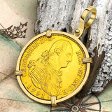 1791 Spanish 22K Gold Portrait 4 Escudo - the Legendary Pirate Era Doubloon - 18K Gold Pendant