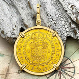 1791 Spanish 22K Gold Portrait 4 Escudo - the Legendary Pirate Era Doubloon - 18K Gold Pendant