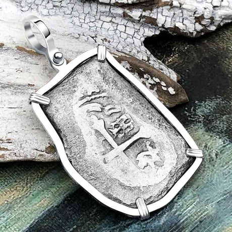 1715 Fleet Golden Age of Piracy Shipwreck Spanish 8 Reale Piece of 8 Silver Pendant