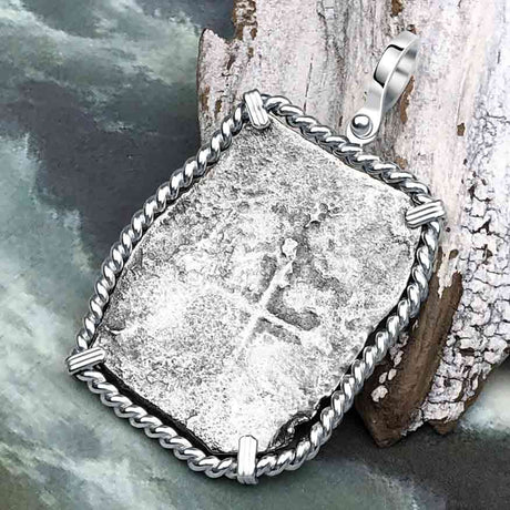 1715 Fleet Golden Age of Piracy Shipwreck Spanish 8 Reale Piece of 8 Silver Pendant