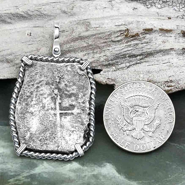 1715 Fleet Golden Age of Piracy Shipwreck Spanish 8 Reale Piece of 8 Silver Pendant