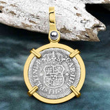 Rare, stunning El Cazador Shipwreck 1763 Pillar Dollar 1/2 Reale 14K Gold Treasure Coin Pendant