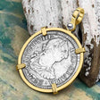 El Cazador Shipwreck 1783 2 Reale "Piece of 8" 14K Gold Treasure Coin Pendant