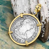 El Cazador Shipwreck 1783 2 Reale "Piece of 8" 14K Gold Treasure Coin Pendant