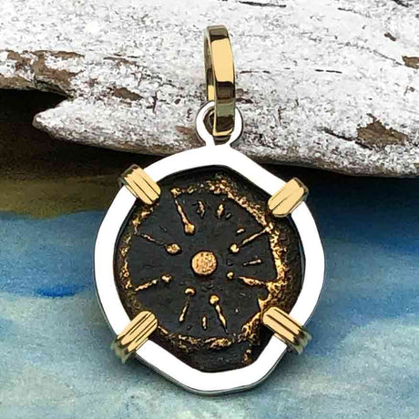 Biblical Widow's Mite 14K Gold and Sterling Silver Pendant