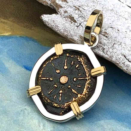 Biblical Widow's Mite 14K Gold and Sterling Silver Pendant