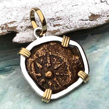 Biblical Widow's Mite 14K Gold and Sterling Silver Pendant