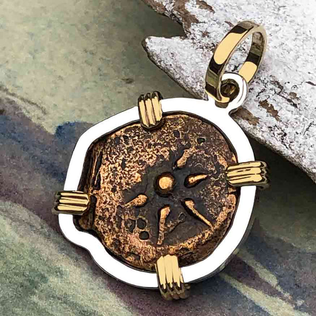 Biblical Widow's Mite 14K Gold and Sterling Silver Pendant
