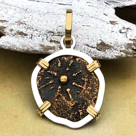 Biblical Widow's Mite 14K Gold and Sterling Silver Pendant