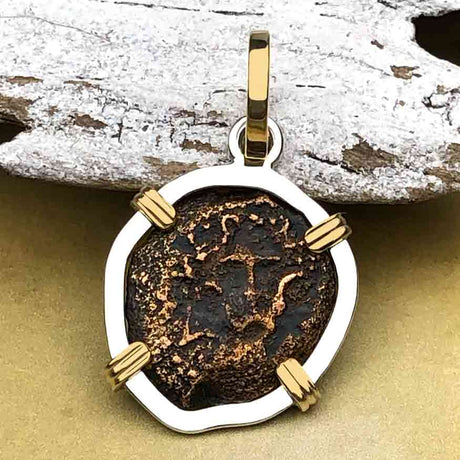 Biblical Widow's Mite 14K Gold and Sterling Silver Pendant