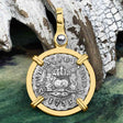 El Cazador Shipwreck 1735 RARE Pillar Dollar 1/2 Reale Piece of 8 14K Gold Pendant