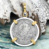 El Cazador Shipwreck 1783 1 Reale Piece of 8 14K Gold & Sterling Silver Pendant