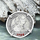 El Cazador Shipwreck 1783 Two Reale Piece of 8 Sterling Silver Pendant