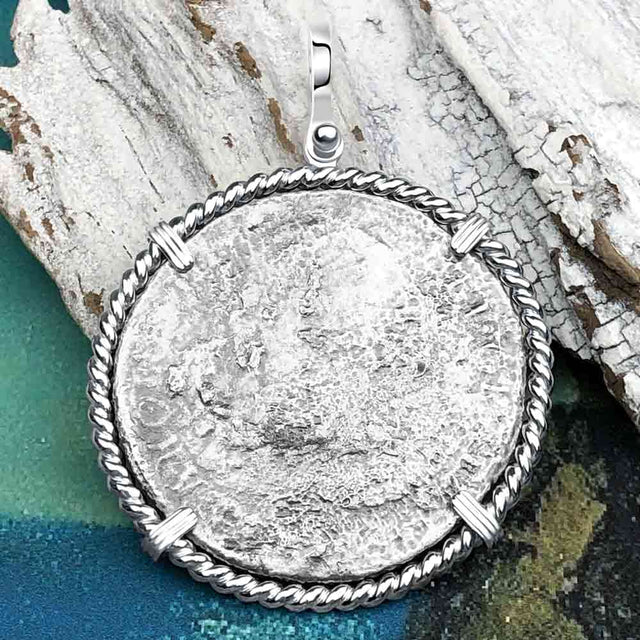 El Cazador Shipwreck RARE 1779 8 Reale Piece of 8 Sterling Silver Pendant
