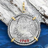 El Cazador Shipwreck 1783 8 Reale Piece of 8 14K Gold & Sterling Silver Pendant