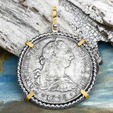 El Cazador Shipwreck 1783 8 Reale Piece of 8 14K Gold & Sterling Silver Pendant