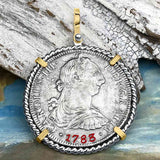 El Cazador Shipwreck 1783 8 Reale Piece of 8 14K Gold & Sterling Silver Pendant