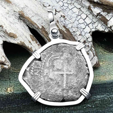 1666 Consolacion Shipwreck Pirate Era Spanish 1 Reale Piece of Eight Sterling Silver Pendant