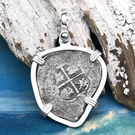 Heart Shaped 1658 Consolacion Shipwreck Pirate Era Spanish 1 Reale Piece of Eight Sterling Silver Pendant | Artifact #5268