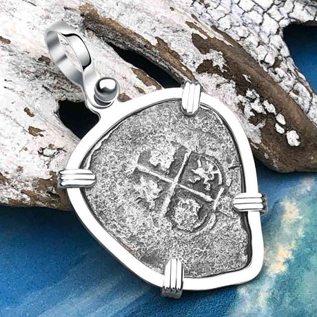 Heart Shaped 1658 Consolacion Shipwreck Pirate Era Spanish 1 Reale Piece of Eight Sterling Silver Pendant | Artifact #5268