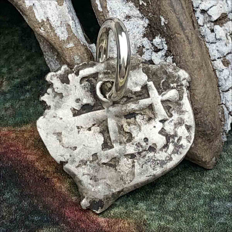 Pirate Chic 1/2 Reale Spanish Silver Heart Shaped Cob Dated 1707 - the Legendary Piece of Eight Pendant