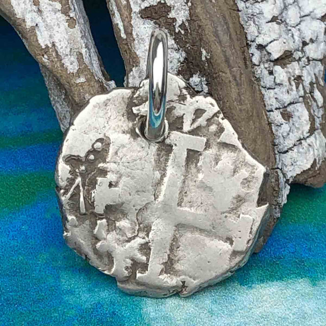 Pirate Chic 1/2 Reale Spanish Silver Cob Double Dated 1744 - the Legendary Piece of Eight Pendant