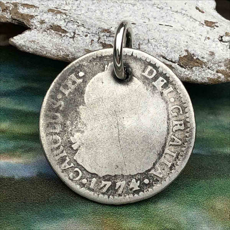 Pirate Chic 1 Reale Spanish Silver Portrait Dollar the Legendary Piece of 8 Pendant