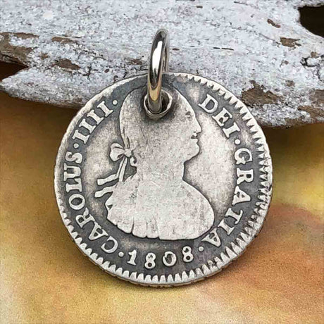 Pirate Chic 1 Reale Spanish Silver Portrait Dollar the Legendary Piece of 8 Pendant