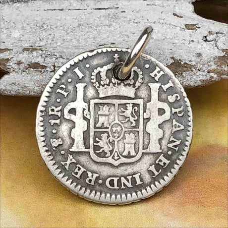Pirate Chic 1 Reale Spanish Silver Portrait Dollar the Legendary Piece of 8 Pendant