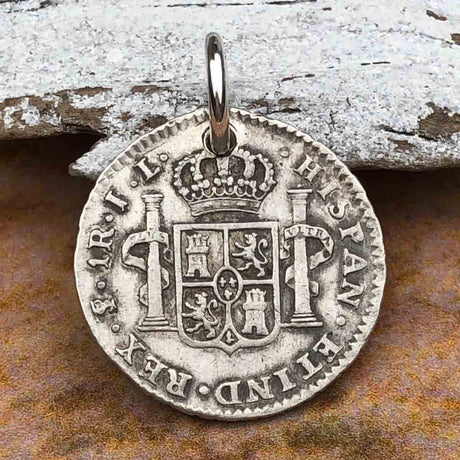 Pirate Chic 1 Reale Spanish Silver Portrait Dollar the Legendary Piece of 8 Pendant 