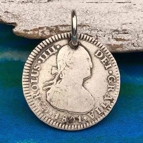 Pirate Chic 1 Reale Spanish Silver Portrait Dollar the Legendary Piece of 8 Pendant 