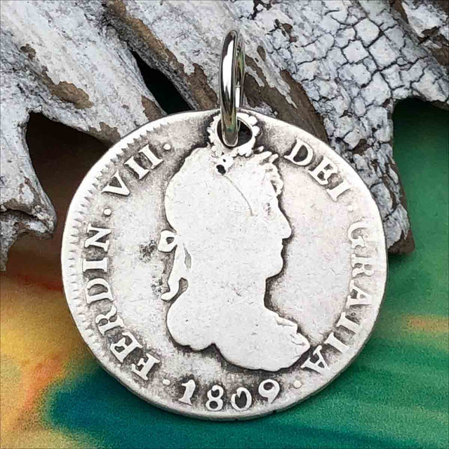 Pirate Chic 2 Reale Spanish Silver Portrait Dollar the Legendary Piece of 8 Pendant