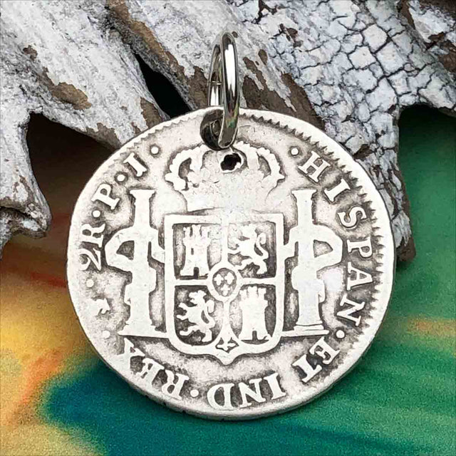 Pirate Chic 2 Reale Spanish Silver Portrait Dollar the Legendary Piece of 8 Pendant