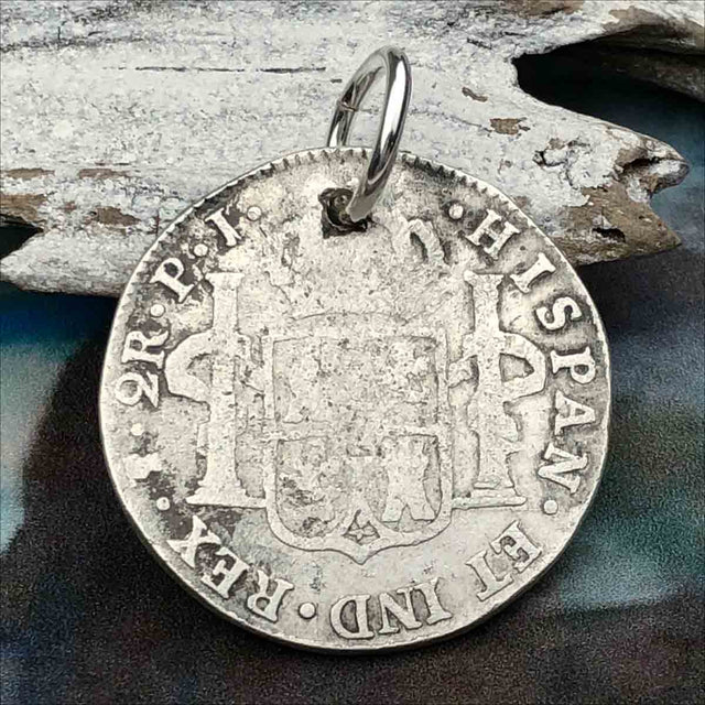 Pirate Chic 2 Reale Spanish Silver Portrait Dollar the Legendary Piece of 8 Pendant