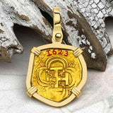 RARE Dated 1623 Pirate Era 22K Gold One Escudo - the Legendary Doubloon - 18K Gold Pendant