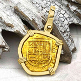 RARE Dated 1623 Pirate Era 22K Gold One Escudo - the Legendary Doubloon - 18K Gold Pendant